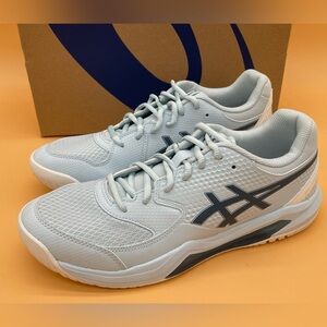 Size 11 ASICS Women Gel-Dedicate 8 Pickeball Shoes Cool Grey / Vintage Indigo